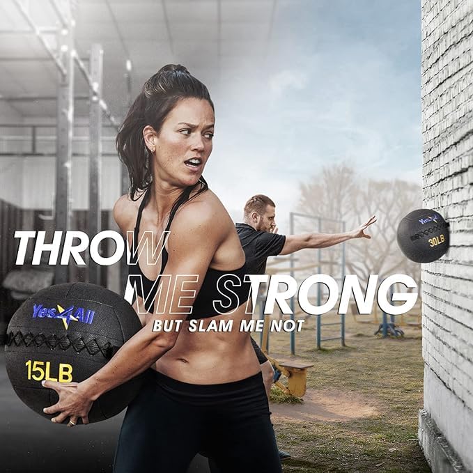 Yes4All Wall Ball - Soft Leather Weighted Iron Sand Ball for Versatile Workouts | 6 LB - 30 LB