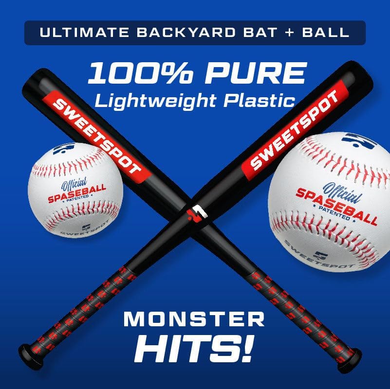 SweetSpot Plastic Bat and Ball Combo Set - Perfect Backyard Baseball Gear for All Ages