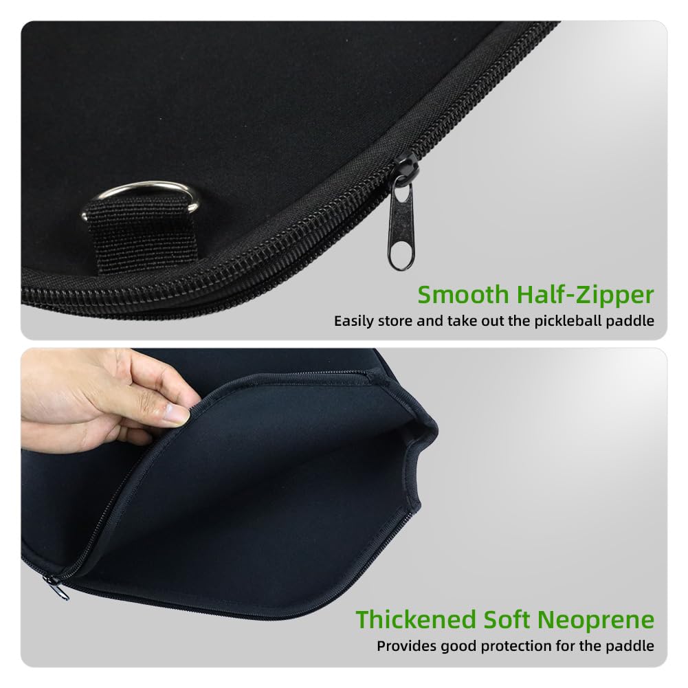 zxbaers 2PCS Pickleball Paddle Cover, Universal Pickleball Racket Sleeve Neoprene with Shoulder Strap, Pickleball Paddle Storage Bag Fit for Most USAPA Standard Pickleball Paddle Accessories