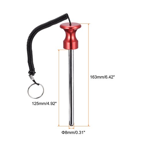uxcell 8mm x 125mm Weight Stack Pin with Pull Rope Magnetic Strength Training Equipment Accessories for Fitness Training Red