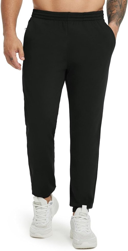 M MAELREG Men's Fleece Joggers - Warm, Water-Resistant Pants with Zipper Pockets for Golf & Gym
