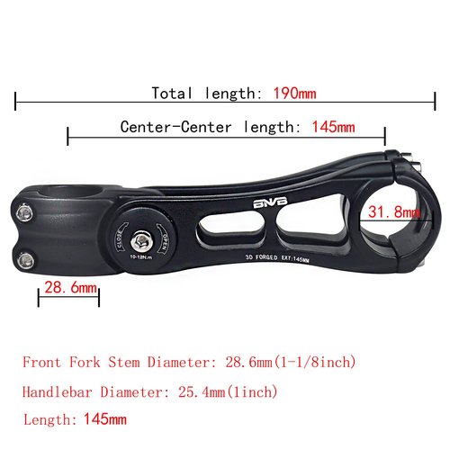 BNVB 31.8mm MTB Bike Stem. Adjustable ±70 Degree - 90/110/145mm Aluminum Alloy Mountain Bike Stem Riser Short Handlebar Stem for Most MTB, Road, BMX, Bicycle.(145mm)