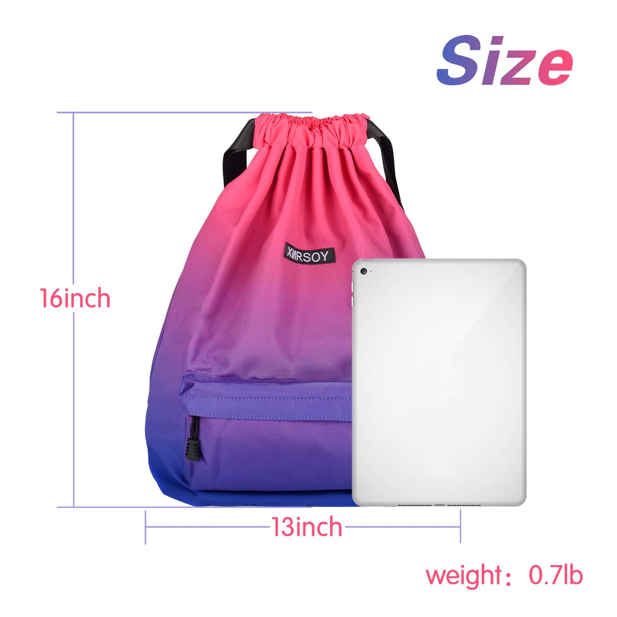 XMRSOY Gym Drawstring Backpack Water Resistant String Bag Nylon Cinch Sport Bag Sackpack