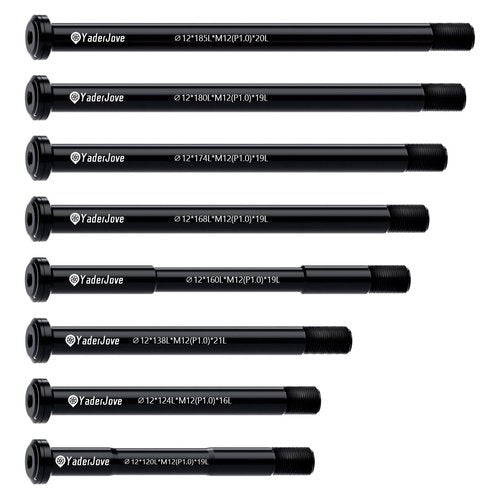 YaderJove Thread Pitch 1.0mm Bicycle Hub Thru Axle Adapter Boost Forks Quick Release (12mm x 174mm Length)