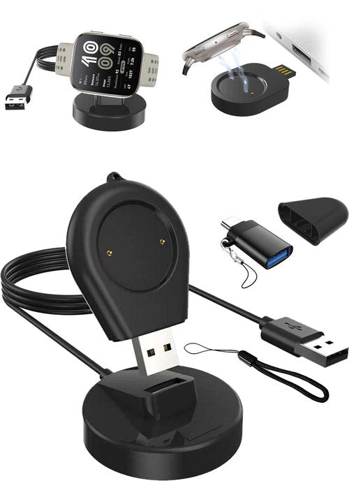 YAJOJO Portable 2-in-1 Magnetic Charger for Amazfit Bip 6/Amazfit Active 2 Square/Active 2 - Travel Separable Magnetic Charging Dock with USB Charger Cable