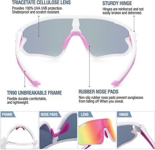 DUCO Kids Sunglasses - Lightweight UV400 Sports Shades for Boys & Girls | TR90 Frame DK268
