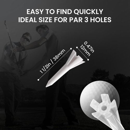 GKandi Golf Tees 5 Prong Design Plastic Short Golf Tees 1 1/2 Inch Bulk for Women Men Ladies Clubs Golf Balls 50/100/200 Count White Blue (White, 200pcs)