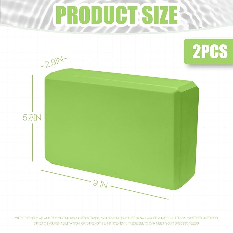 Septo 2 Pcs Yoga Blocks 9x6x3 in EVA Foam Blocks – Green