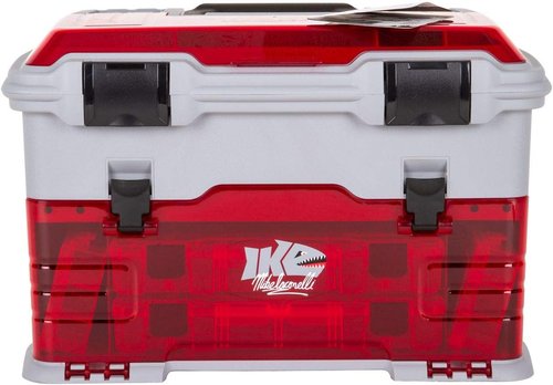 Flambeau Outdoors T5PW "IKE" Tackle Box - Fishing Organizer with Tuff Tainer Boxes & Zerust Technology | Translucent Red/Gray