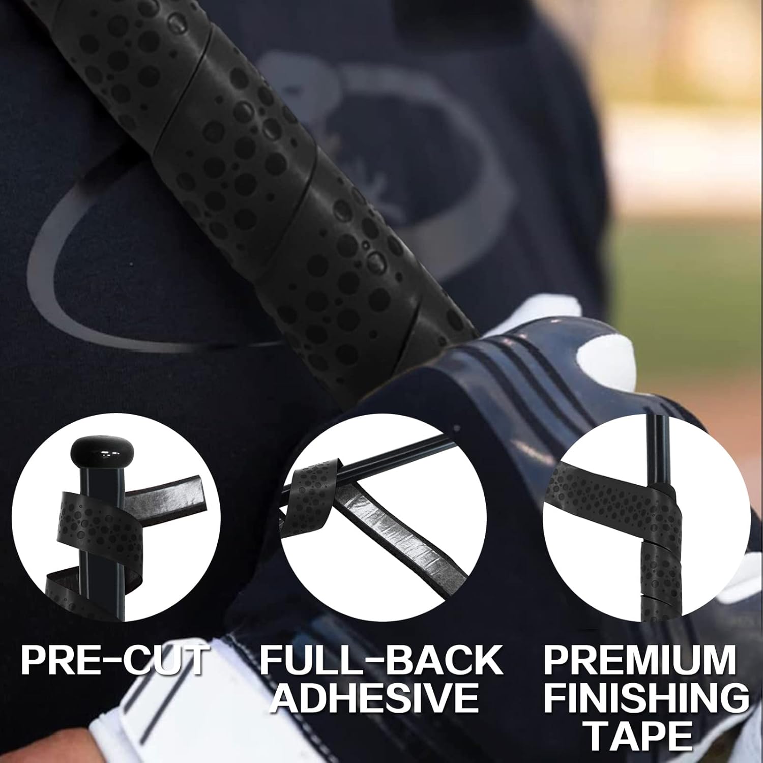 VEASAERS Bat Grip Tape - Soft Comfortable Adhesive for Baseball & Softball | 2/4 Pack, 40 Inch, 1.75mm