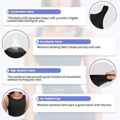 Workout Crop Tank Tops for Women Solid Comfort Sleeveless Shirts for Casual Sports Fitness Yoga Reversible Ribbed Tops Black XL