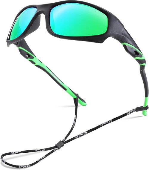 LIU·WEN Kids Baseball Polarized Sunglasses - Flexible Shades With Strap for Ages 4-12