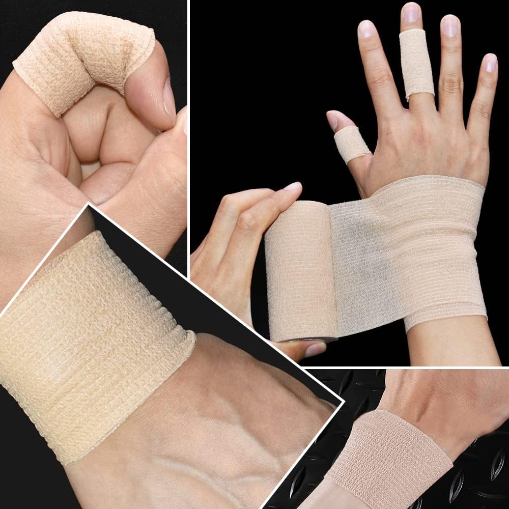 Self-Adhesive Bandage Wraps by Skiennix - 6 Pcs, 3 In, Breathable Skin Color Rolls for Sports & Swelling