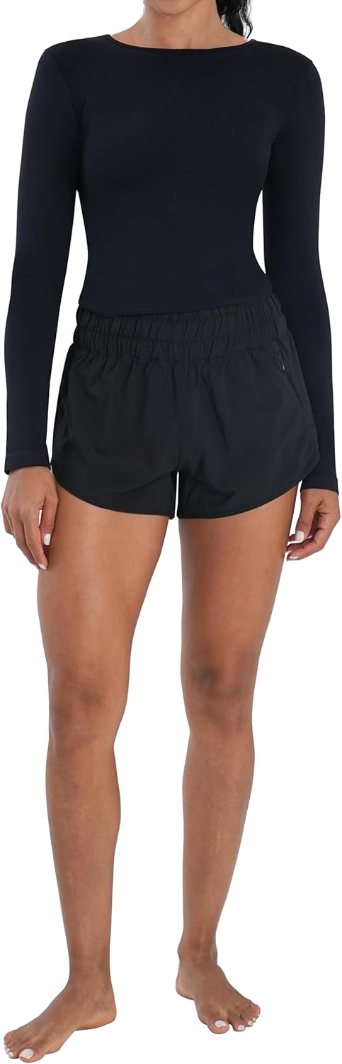Sunzel High Waisted Running Shorts for Women - Quick Dry Mesh Liner & Zipper Pockets | Gym Workout