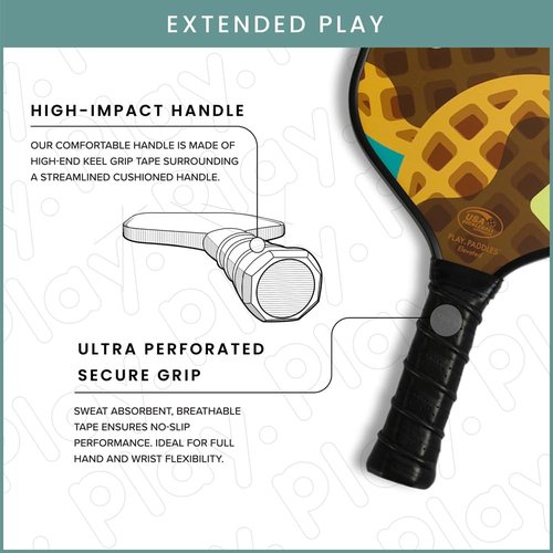 Play Paddles Pickleball Paddle – USAPA Approved Carbon Fiber Pickleball Racket, Polymer Honeycomb Core, Graphite Face, Lightweight with Cushioned Grip, Cute Design