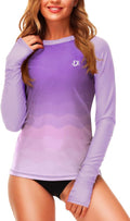 Deerose Women's Gradient Rash Guard - UPF 50+ Surfing Swim Shirt with Thumb Hole