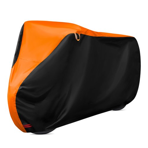 Bike Cover Outdoor All Weather Waterproof Rain Sun UV Dust Wind Proof with Lock Hole for Mountain & Road Bikes with Storage Bag XL (Black&Orange, 79 x 27.5 x 44 inches)