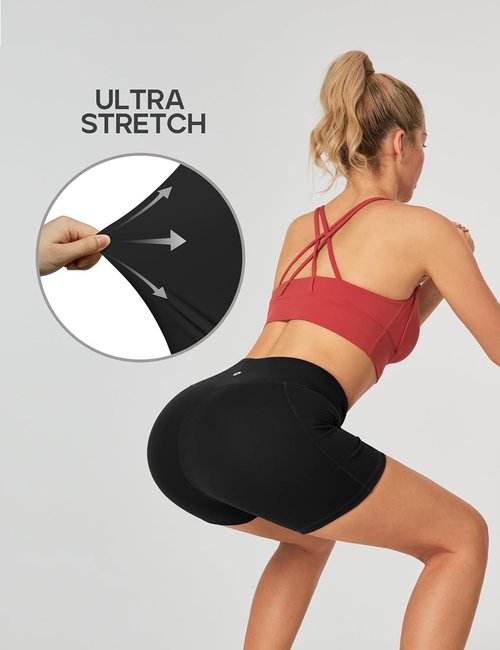Heathyoga Biker Shorts for Women - High Waisted Tummy Control Workout Shorts with Pockets - 5" Spandex