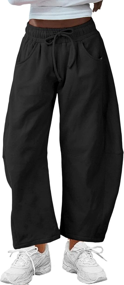 Hongsui Women's Wide Leg Pants - Soft, Comfortable Barrel Leg Design with Pockets | Casual Sweatpants