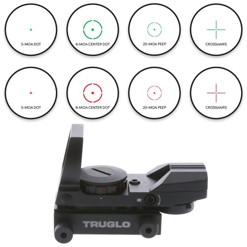 TRUGLO Dual-Color 34mm x 24mm Hunting Shooting Durable Lightweight Compact Parallax Free Waterproof Shock Resistant Adjustable Red/Green Open Dot Sight | Battery Included | Multi-Reticle