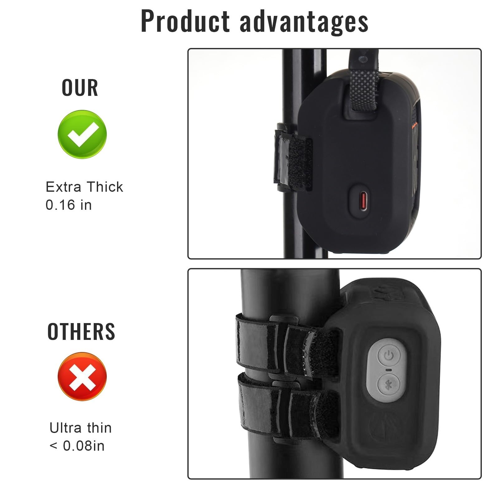 YouKnow Silicone Case for JBL Go 4 Ultra Portable Bluetooth Speaker, with Removable Strap Attach to Bike Golf Cart Boat (Black)