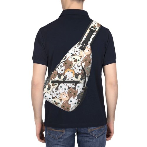 BCQJNB Cat Cartoon Sling Backpack Crossbody Shoulder Bag Travel Hiking Daypack Gifts