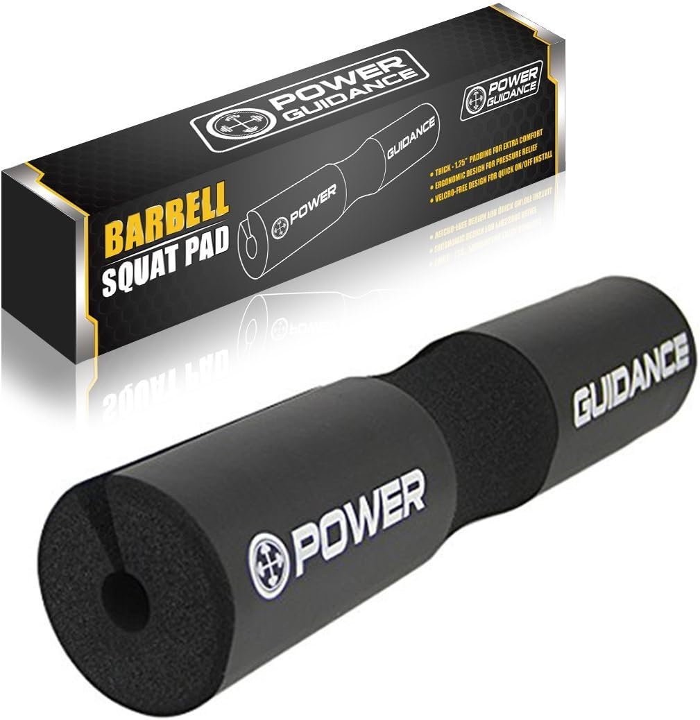 POWER GUIDANCE Barbell Squat Pad - Protective Neck & Shoulder Cushion for Squats, Lunges & Weight Lifting - Fits Standard & Olympic Bars