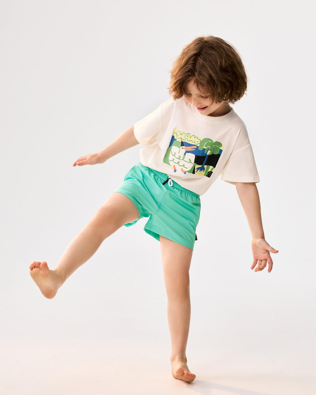 maamgic Boys Swim Trunks with Compression Liner Recycled Swim Shorts Anti-Chafe Boys Bathing Suit Stretch Toddler Beach Shorts Bright Bue 5/6