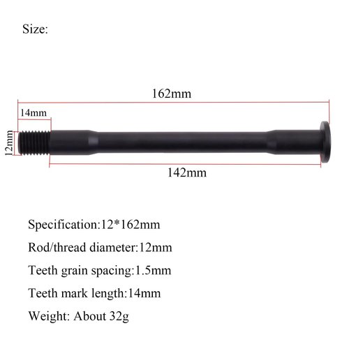 SeDeplacer Bicycle Wheel Rear Thru Axle,Road Bike Bicycle Rear Thru Axle-L162mm/142mm*ID 12*M12*1.5mm 32g(for Rear Thru Axle)