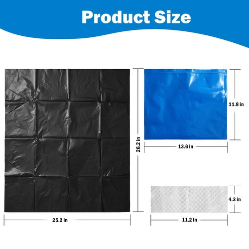 HAOSLINE 15 Pack Toilet Waste Bags Leak Proof Double Bag Design & Absorbent Pad- Great for Camping,RVing, Hiking, or Boating -Portable Toilet Bags Fit 5-gallon Buckets and Portable Toilets