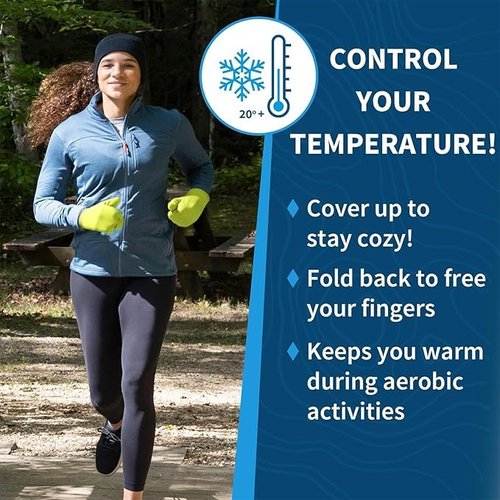 TrailHeads Women’s Fingerless Mittens - Lightweight Convertible Running Mitten - Hi Vis, Small/Medium
