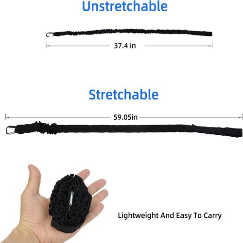 Kayaking Paddle Leash - Stretchable Coiled Tether for Kayak & Fishing Rod | Extends to 59 Inches (Black)