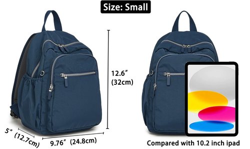 DOKUDOKU Small Nylon Backpack Mini Casual Daypack Lightweight Backpack for Women (NAVY BLUE)