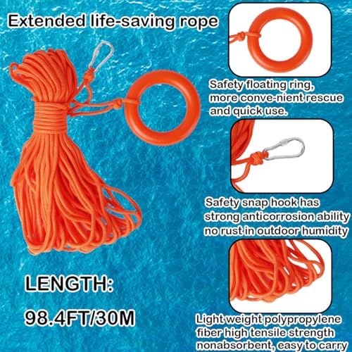RAYBITU 23-Inch Life Ring Buoy Boat Safety Life Preserver with 30m Rescue Rope