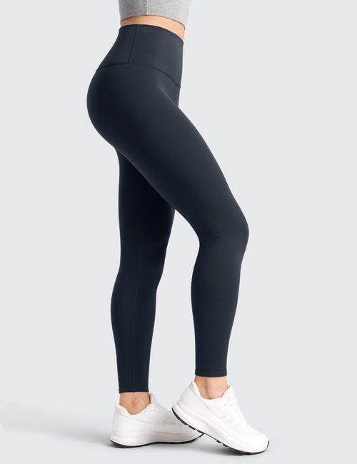 CRZ YOGA Matte Thermal Fleece Lined Leggings 28'' - Casual Lounge Workout Womens Yoga Full Length Pants Winter Warm True Navy Small