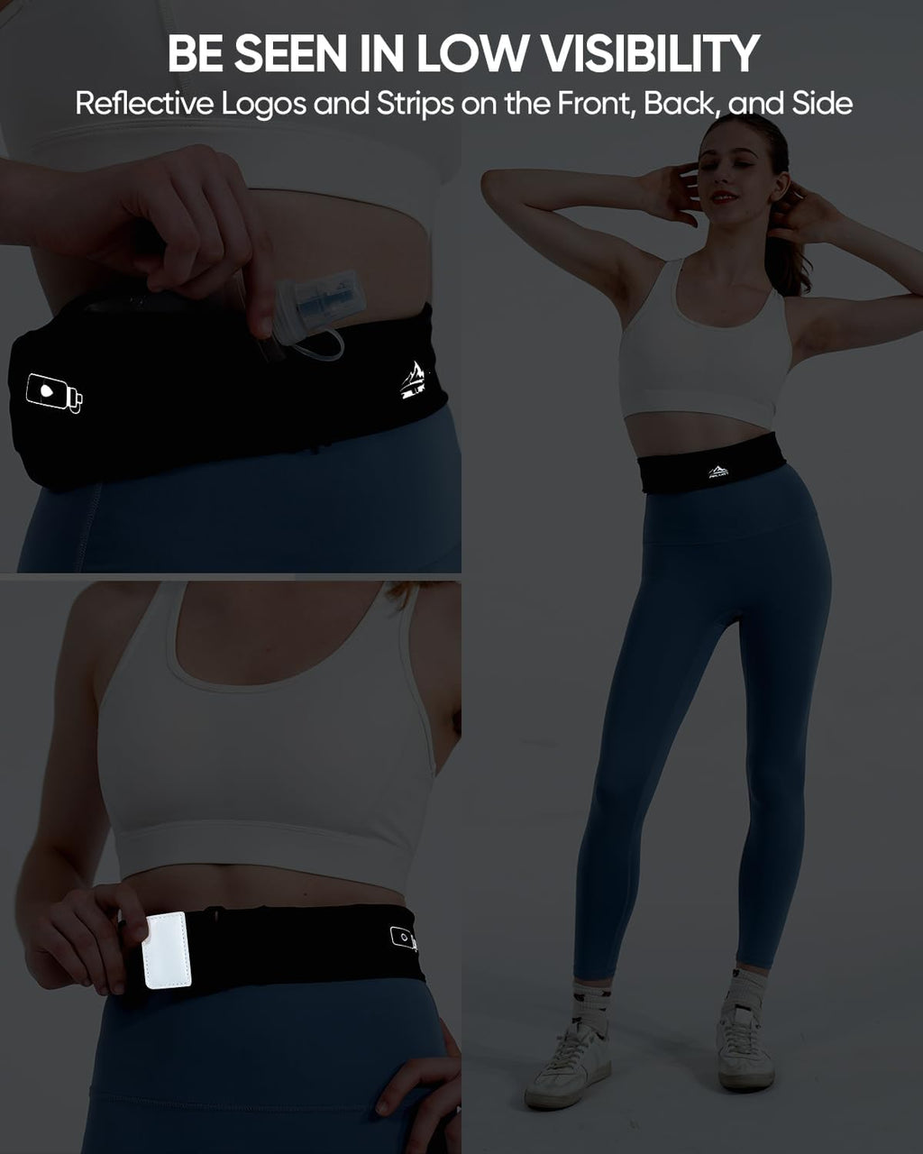 Zelvot Running Belt - Adjustable Fanny Pack with 355ml Water Bottle & Phone Holder | Waterproof for Jogging, Hiking, Marathon (Black, Medium)