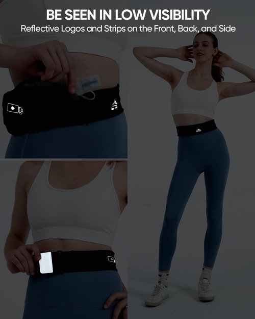 Zelvot Running Belt with 355ml Water Bottle, Extension Strap & Phone Holder, Adjustable Running Fanny Pack with Gym Towel, Waterproof Belt Bag for Women Men for Jogging Hiking Marathon (Black, Medium)