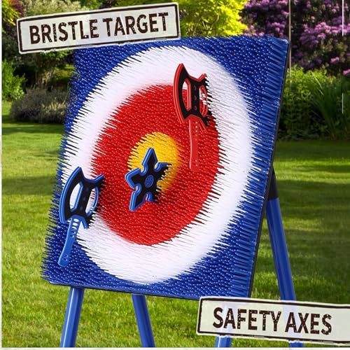 Stiatu Axe Throwing Game Set with 16 Axes & Stars for Backyard Outdoor Fun