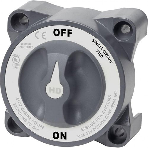 Blue Sea Systems 3000 HD-Series Heavy-Duty On-Off Battery Switch - Durable Grey Design