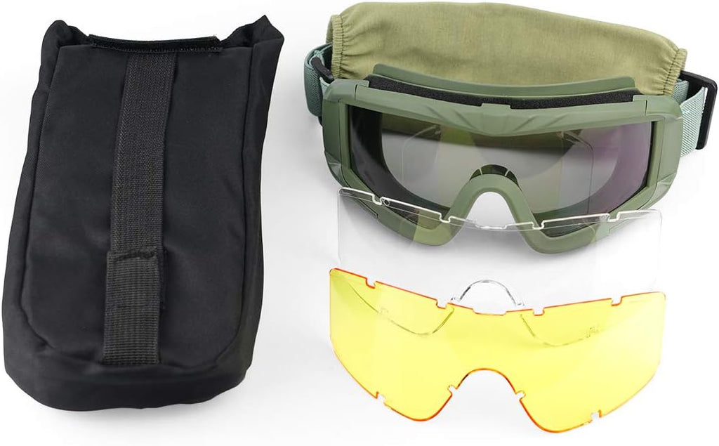 Xaegistac Tactical Safety Goggles - Anti-Fog Airsoft Glasses for Hunting & Cycling
