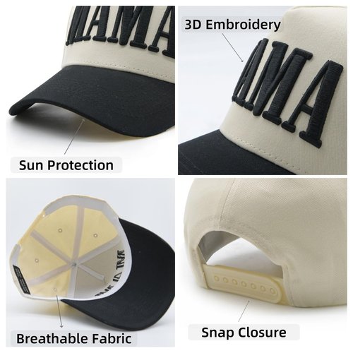 YQZUWUXE Womens Mama Trucker Hat, Vintage Snapback Mom Baseball Cap, Trendy New Mom Gifts Mothers Day Outfits for Mommin Gifts Black