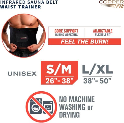 Copper Fit Infrared Sauna Belt | Waist Trainer for Men & Women - Boosts Sweat & Adjustable Compression