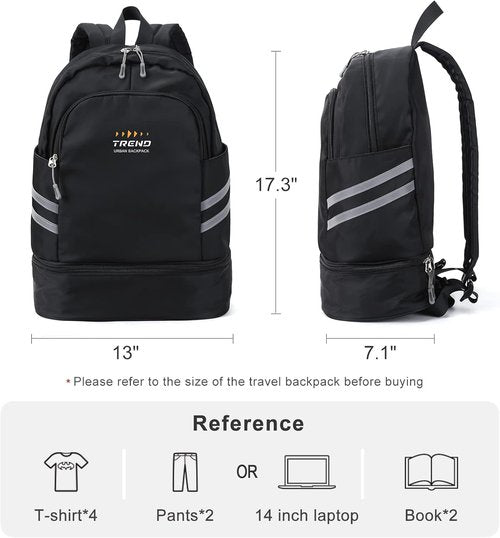 Coofay Gym Backpack - Waterproof Women's Travel Bag with Shoe Compartment | Lightweight Black Design