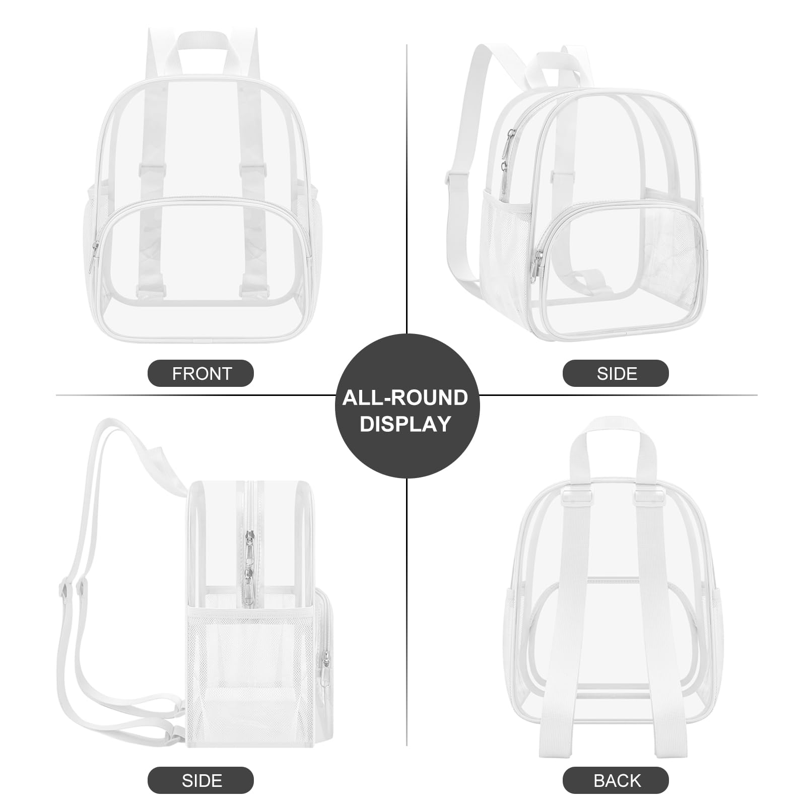 USPECLARE Clear Backpack for Stadium Events Small Clear Backpack 11.5x9.5x6 for Concert Sport Events Work Travel