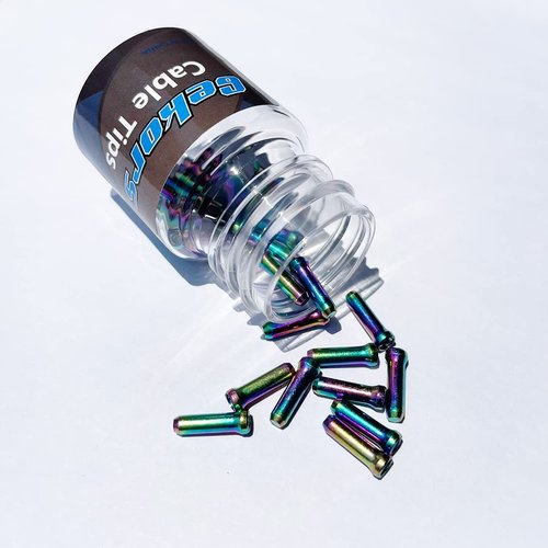 Gekors Bicycle Cable End Crimps 30 Pack,Rainbow