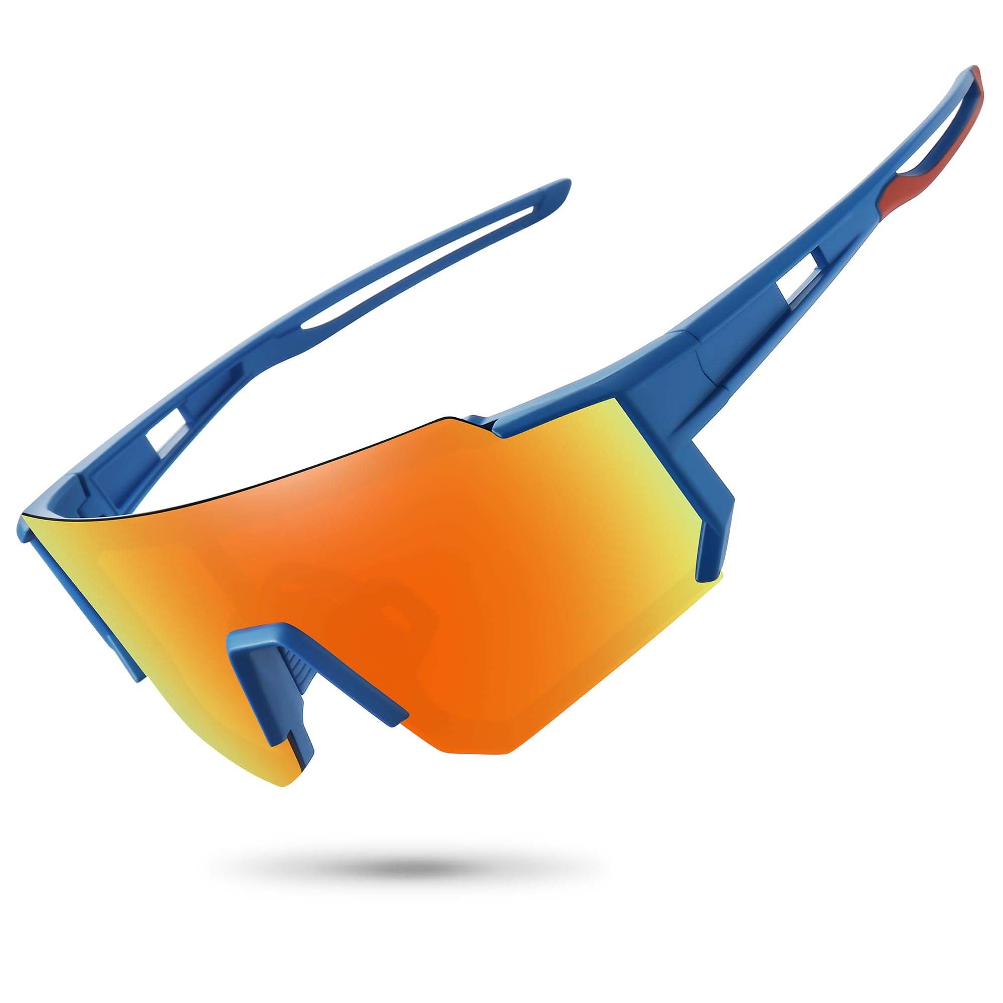 STORYCOAST Polarized Sports Sunglasses for Men Women,Driving Fishing Cycling Mountain Bike Sunglasses UV400 Protection Blue Frame-Red Mirror Lens