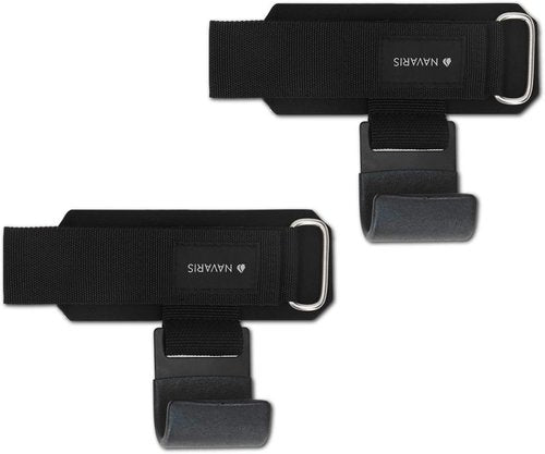 Navaris Weight Lifting Hook Straps - Durable Neoprene Wrist Support Straps for Deadlifts & Chin Ups