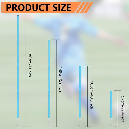 ZEMBSOYA Soccer Training Poles Set, 6 Soccer Poles, Ladder, 10 Soccer Cones, 1 Jump Rope for Soccer Speed and Training（Blue）