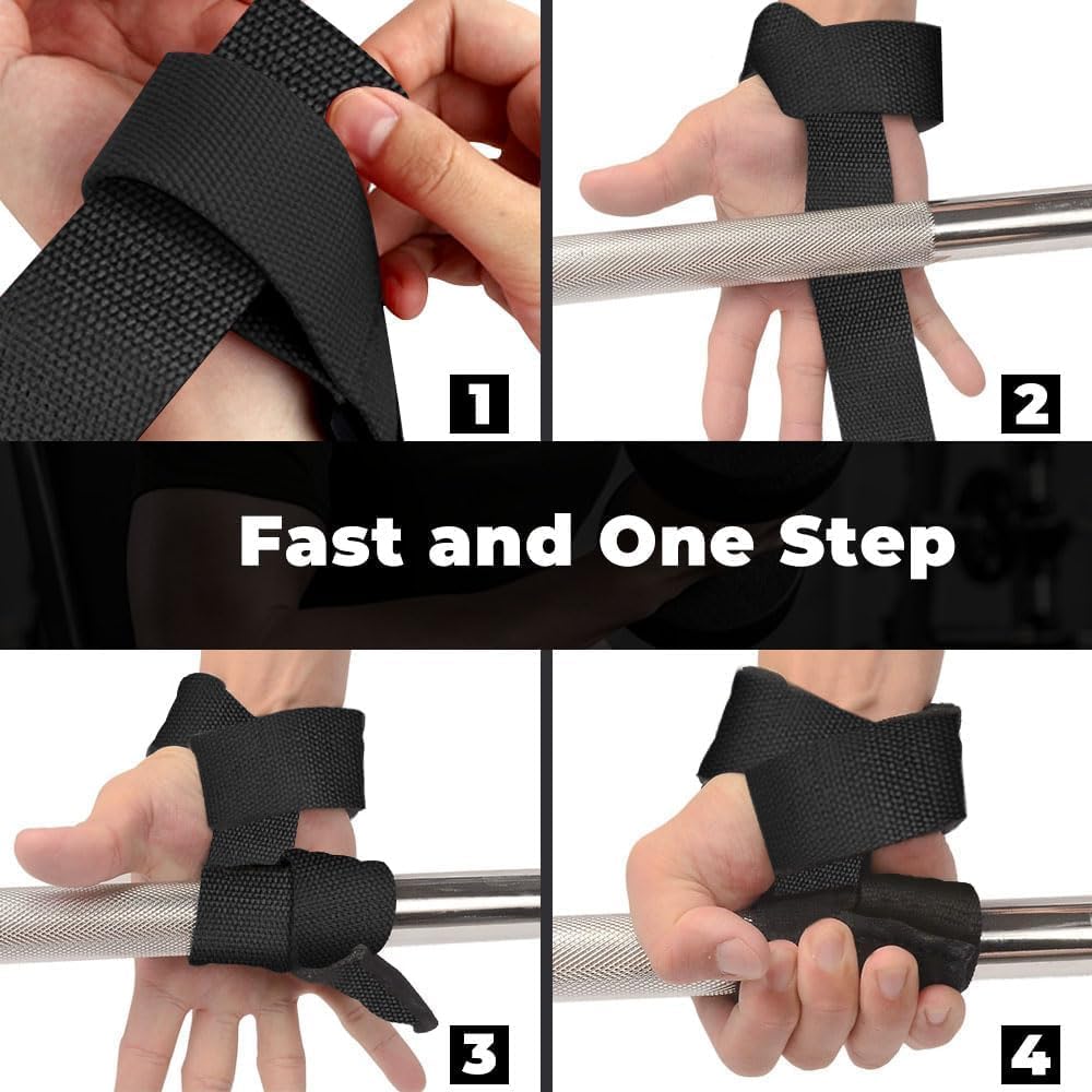 WSAKOUE Weightlifting Straps - Padded Neoprene Deadlift Straps for Powerlifting & Strength Training