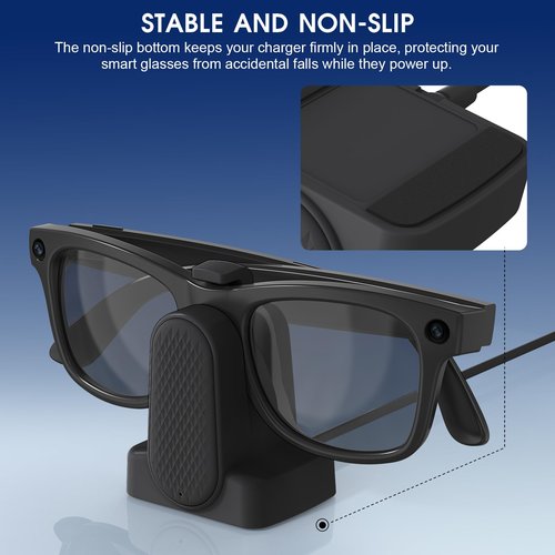 Cisain Charging Dock Compatible with Ray-Ban Meta Smart Glasses Wayfarer/Skyler/Headliner/Meta HSTN Oakley,Potable Travel USB-A Cable Charger Meta Smart Glasseswith Adapter